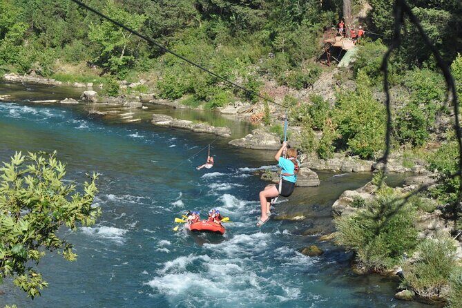 3 in 1 Whitewater Rafting, Buggy/Quad Ride and Zipline with Lunch - Zipline Over the River: Short Flight, Big Smile