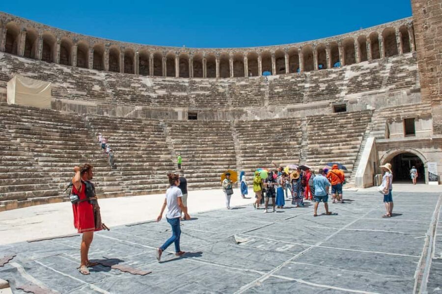 Alanya: Aspendos, Manavgat Waterfalls and City of Side Tour - Entering Aspendos: the amphitheater that still works