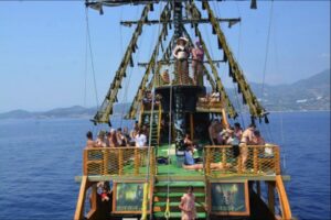 Alanya: Pirate Boat Tour w/ BBQ & Foam Party - The big sights you’ll glide past: Red Tower, Old Shipyard, and Alanya Castle