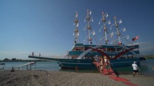 City of Side: Boat Tour on the Manavgat River w/ Bazaar Trip - Inside the three-floor boat: bars, restrooms, showers, and space to breathe