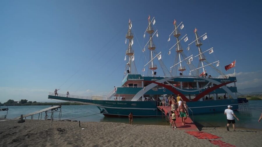 City of Side: Boat Tour on the Manavgat River w/ Bazaar Trip - Inside the three-floor boat: bars, restrooms, showers, and space to breathe
