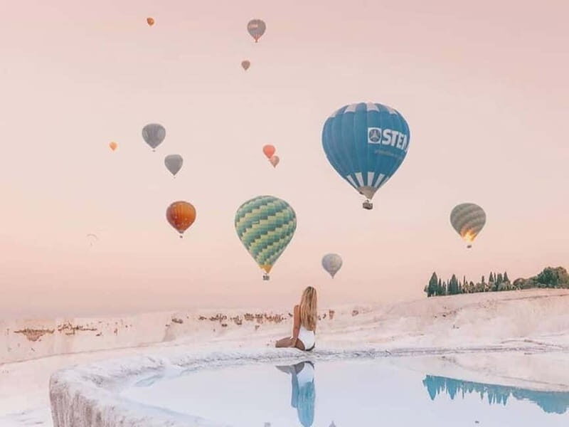 Side/Alanya: Pamukkale Hot Air Balloon Flight w/Lunch - Pamukkale terraces and Cleopatra’s pool on foot